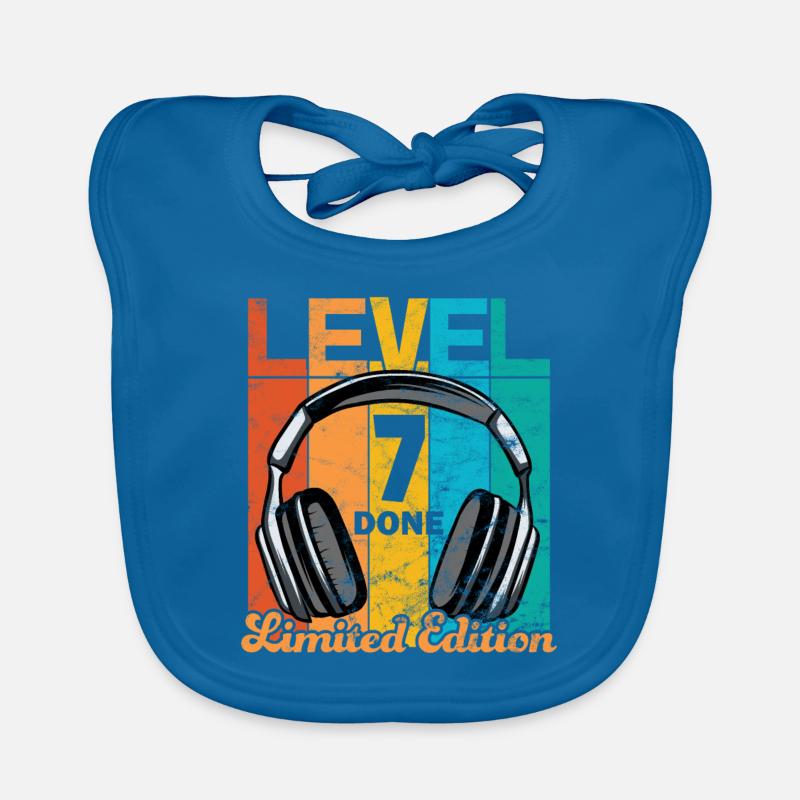 Gaming Birthday 7 Years Level 7 Complete Organic Baby Bibs