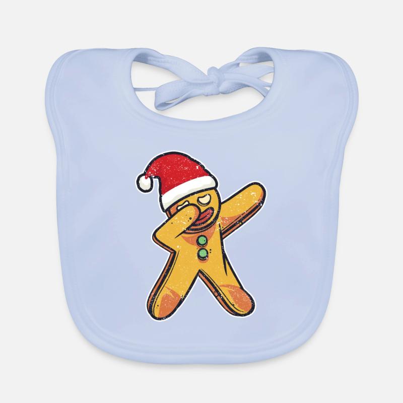 Dabs Gingerbread Man Christmas Bakery Team Xmas Organic Baby Bibs