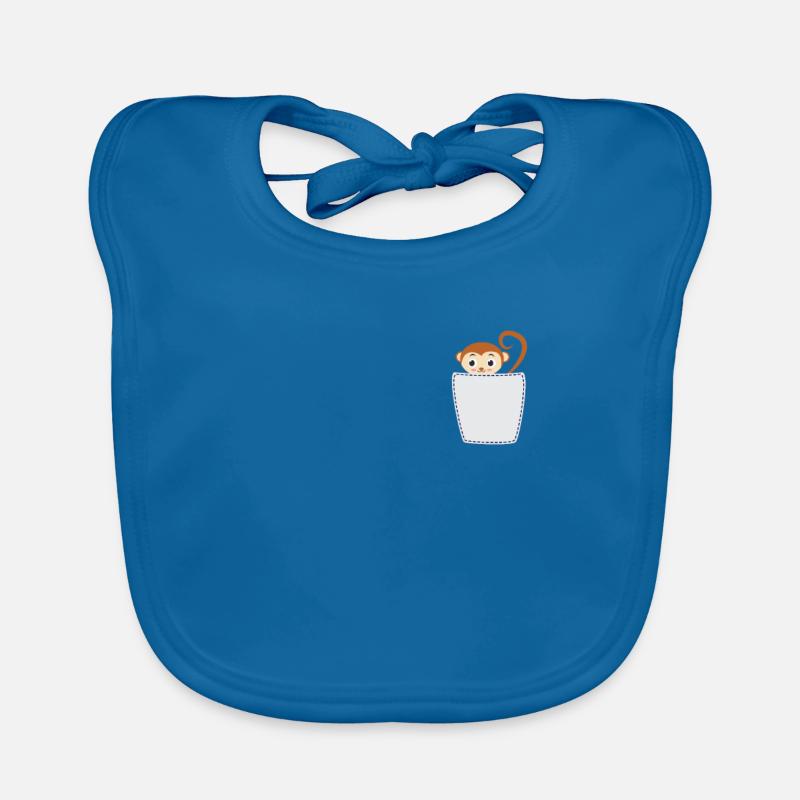 Äffchen in Brusttasche Affe in Tasche Baby Bio-Lätzchen