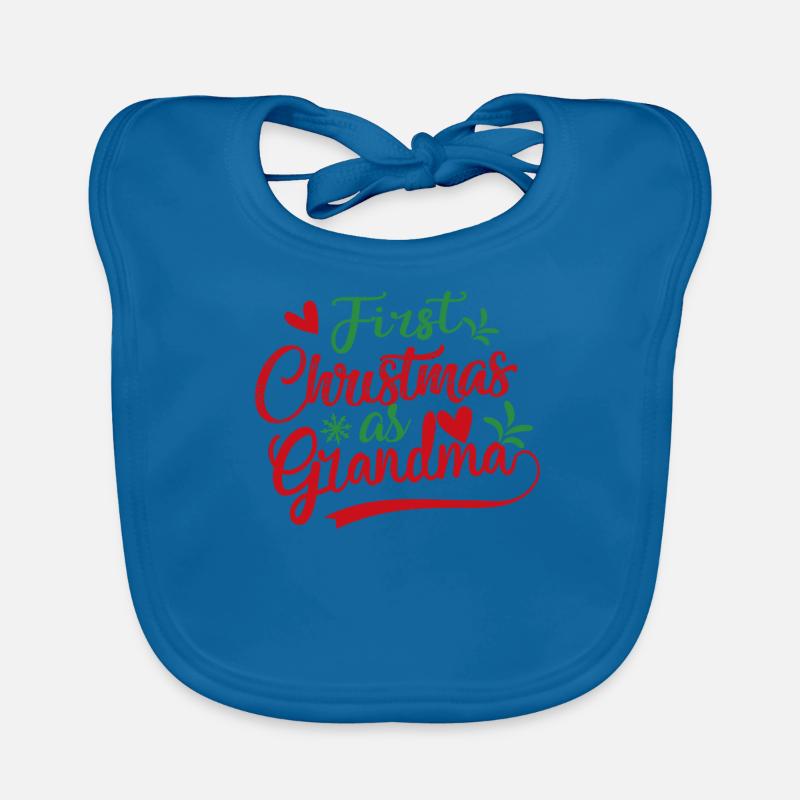 First Christmas as Grandma Norwegian Pattern Organic Baby Bibs