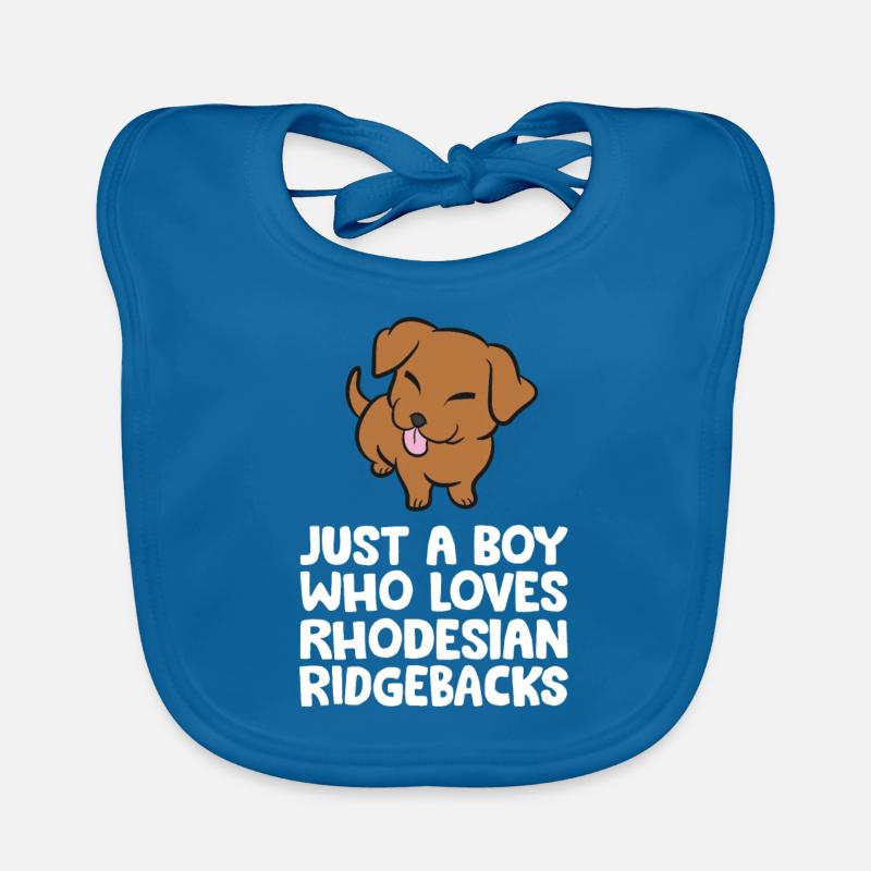 Just a Boy Who Loves Rhodesian Ridgebacks Organic Baby Bibs