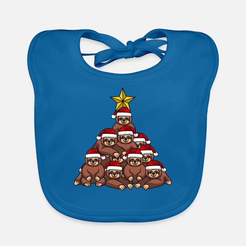 Sloth Christmas Tree Organic Baby Bibs