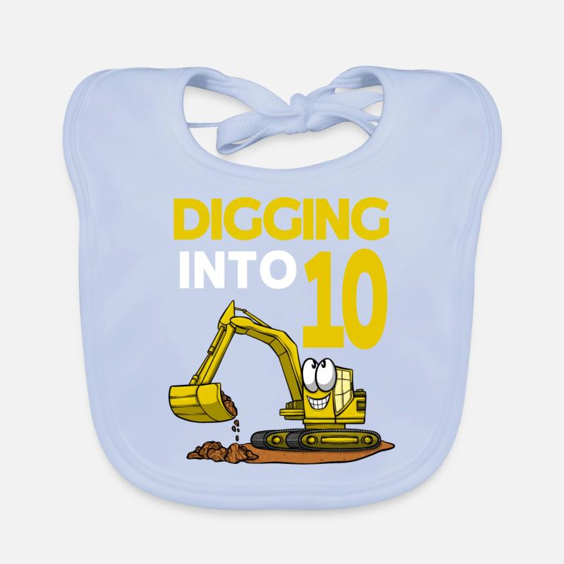 Baggerfahrer gräbt in 10 Geburtstag Baby Bio-Lätzchen