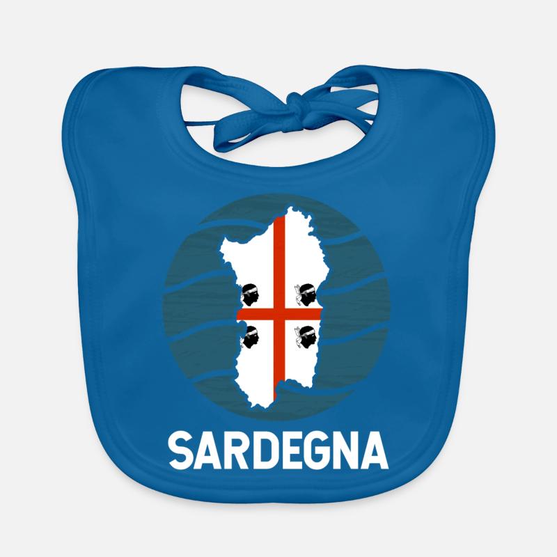 Drapeau de la Sardaigne - Bavoir bio Bébé - bleu paon