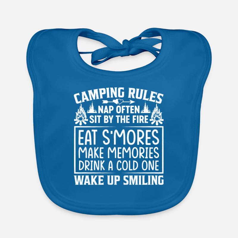 8 Camping rules - Organic Baby Bibs - peacock-blue