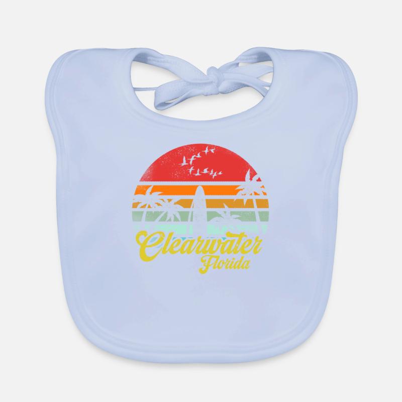 Vintage Clearwater Beach Floride Surf Rétro Fun Bavoir bio Bébé