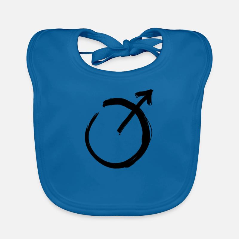 Symbole d’astrologie de Mars - Bavoir bio Bébé - bleu paon