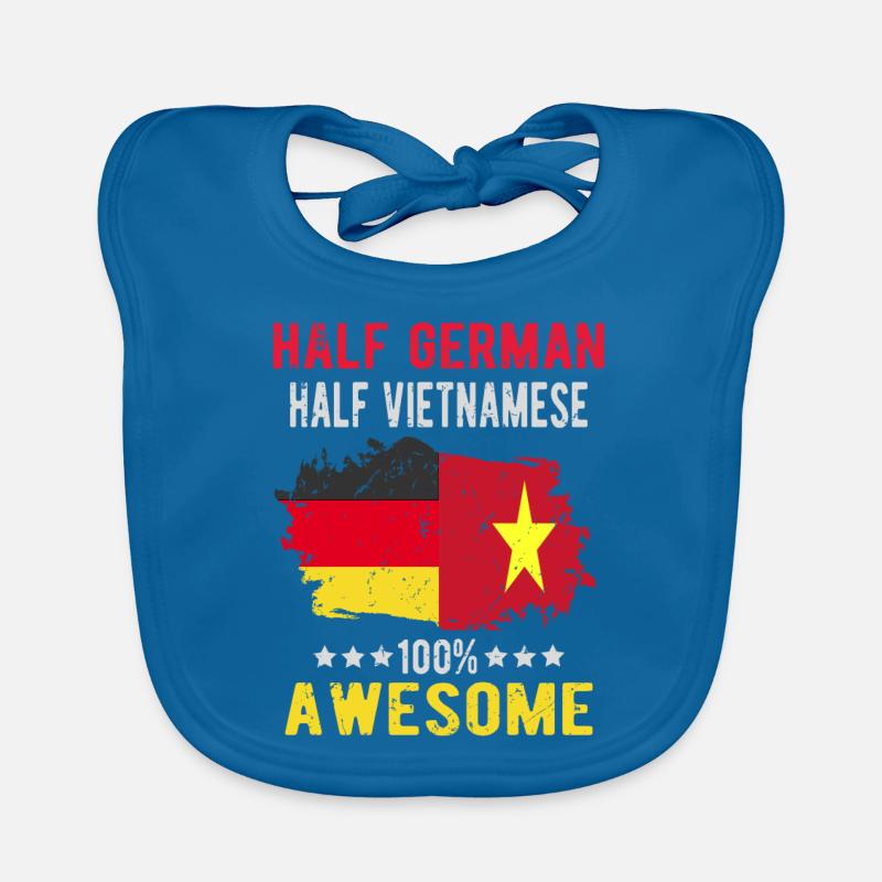 Halb Deutsch Halb Vietnamese - Baby Bio-Lätzchen - Pfauenblau