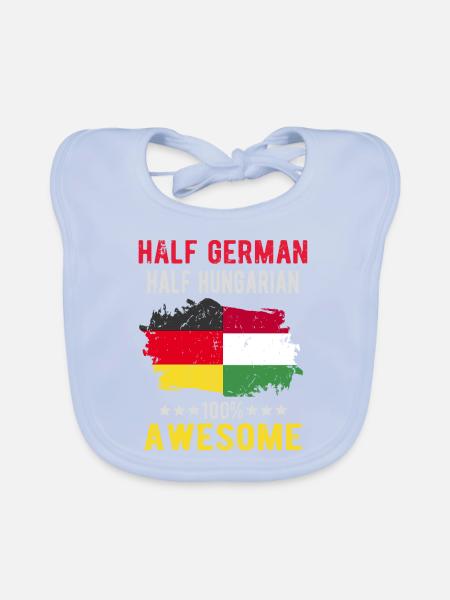 Moitié allemand moitié hongrois - Bavoir bio Bébé - bleu ciel - Devant