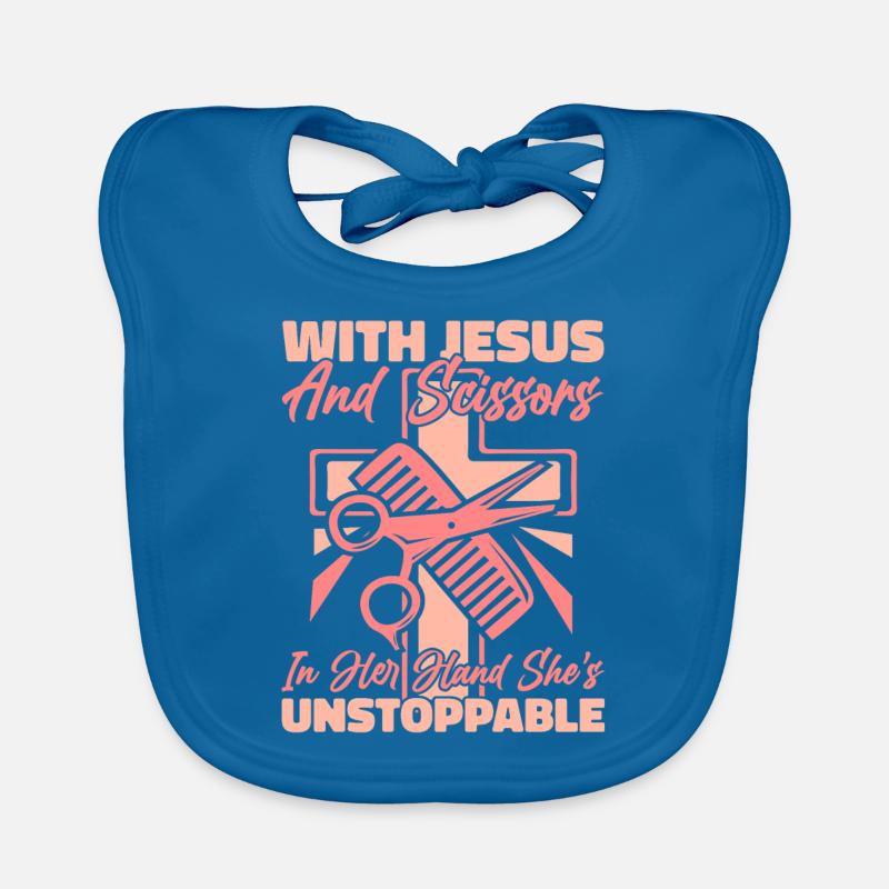 Coiffeur Coiffeur Jésus - Bavoir bio Bébé - bleu paon