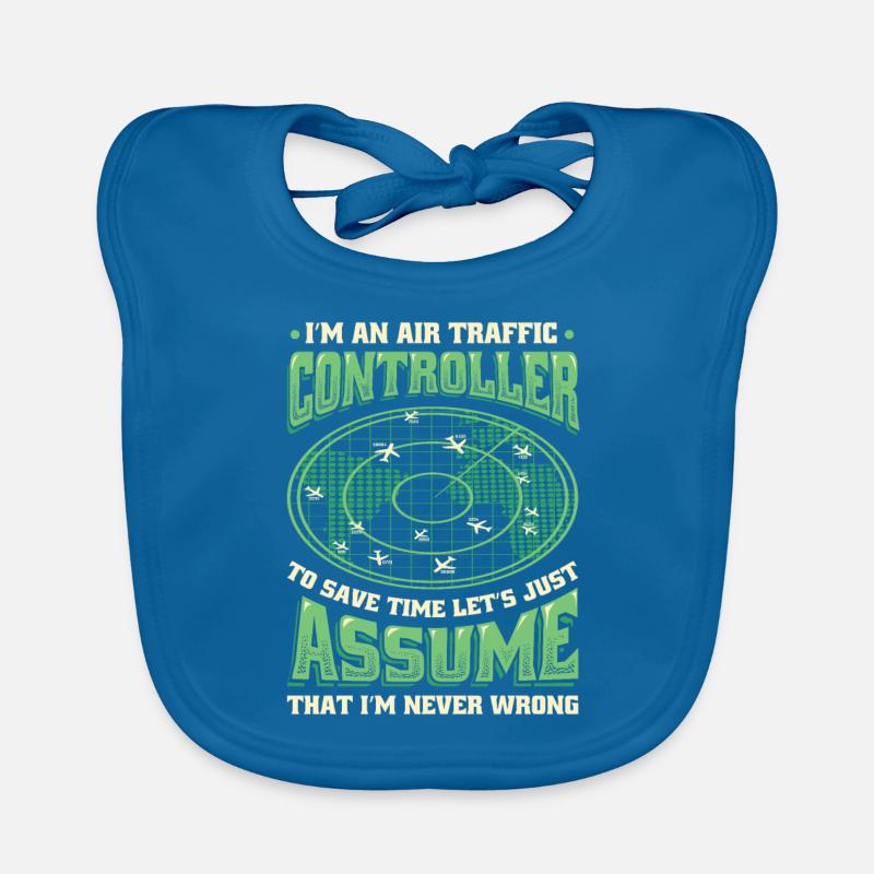 Air traffic controller, radar flight control. Organic Baby Bibs