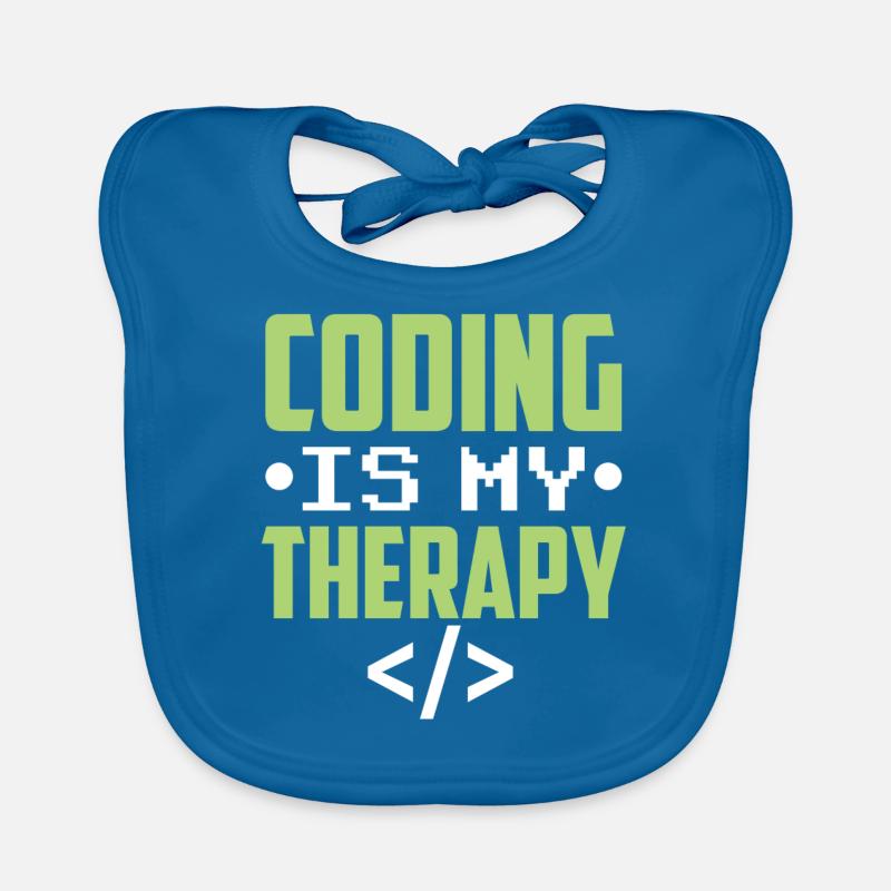 Programming is my therapy Coder Code Coding Organic Baby Bibs