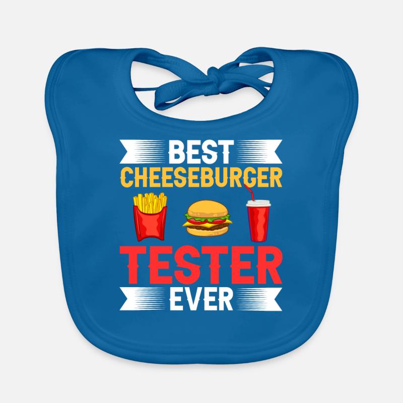 Cheeseburger Cheese Sandwich Hamburger - Bavoir bio Bébé - bleu paon