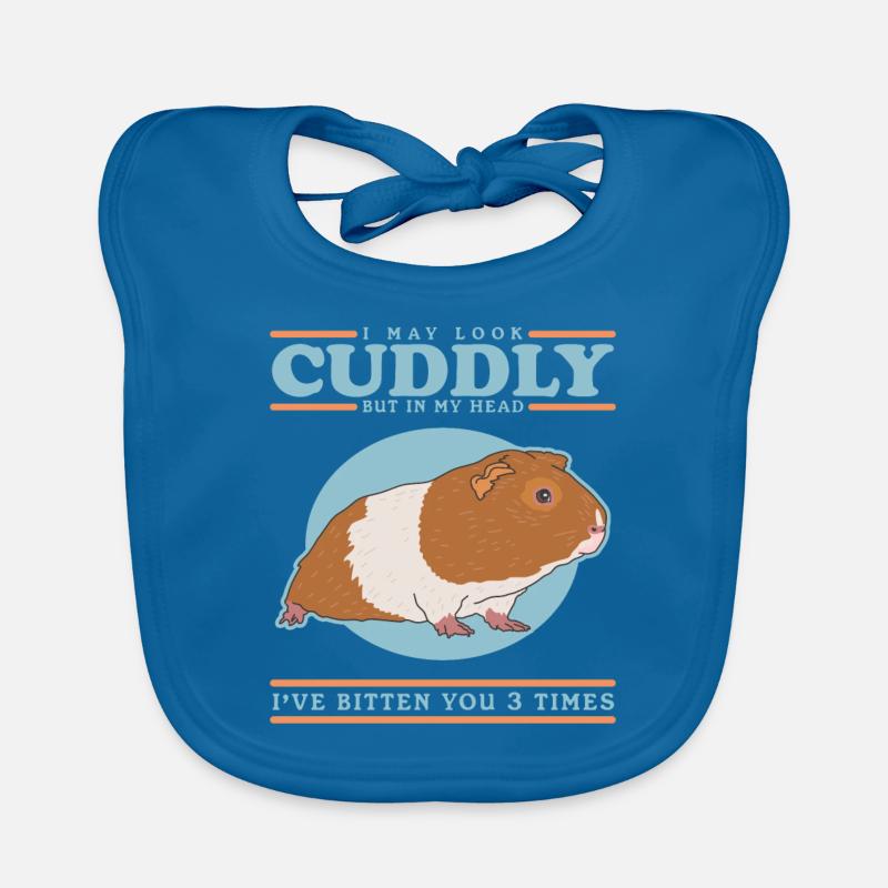 Cochon d’Inde Cadeau Cochon d’Inde - Bavoir bio Bébé - bleu paon