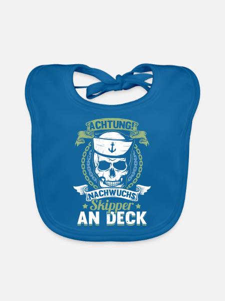 Nachwuchs Skipper segelschule Ostsee Helgoland - Baby Bio-Lätzchen - Pfauenblau - Vorne