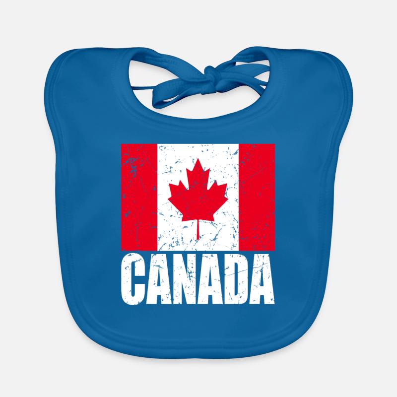 Drapeau du Canada - Bavoir bio Bébé - bleu paon