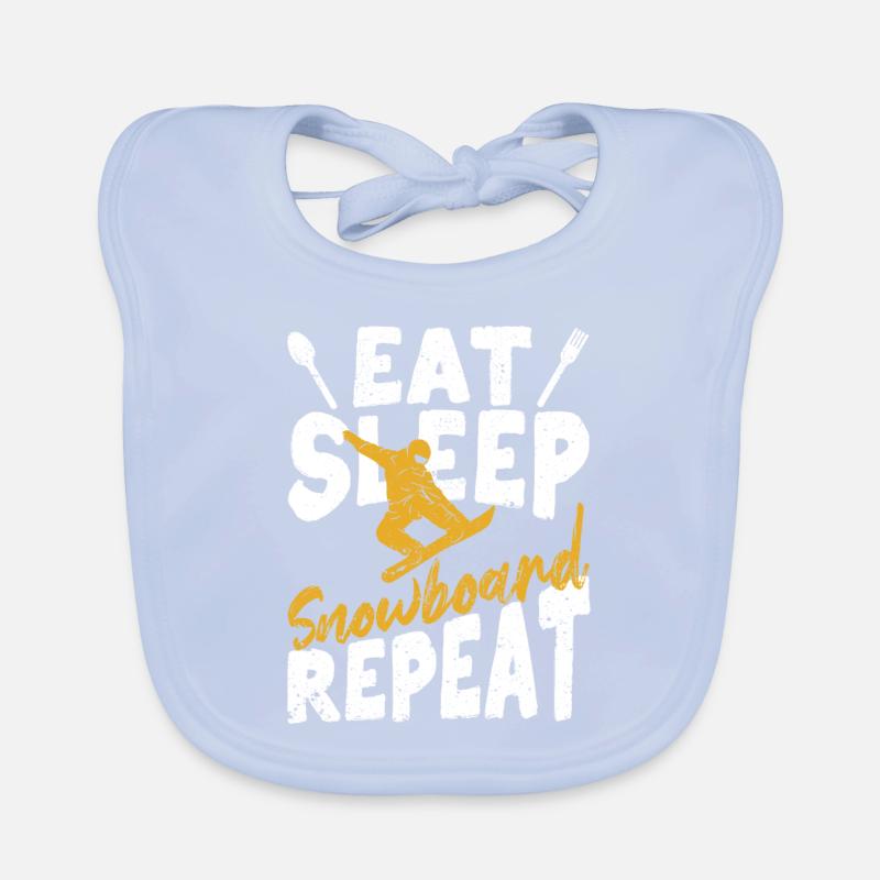 Snowboarder Drôle Snowboard Manger Dormir Snowboard Bavoir bio Bébé
