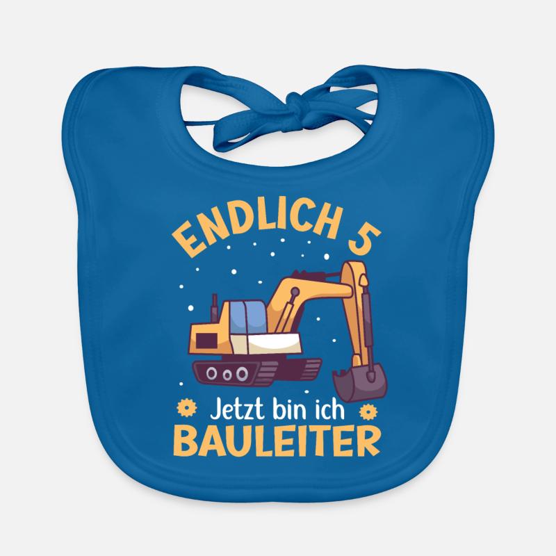 5. Geburtstag Junge Bagger Design Endlich 5 Baby Bio-Lätzchen
