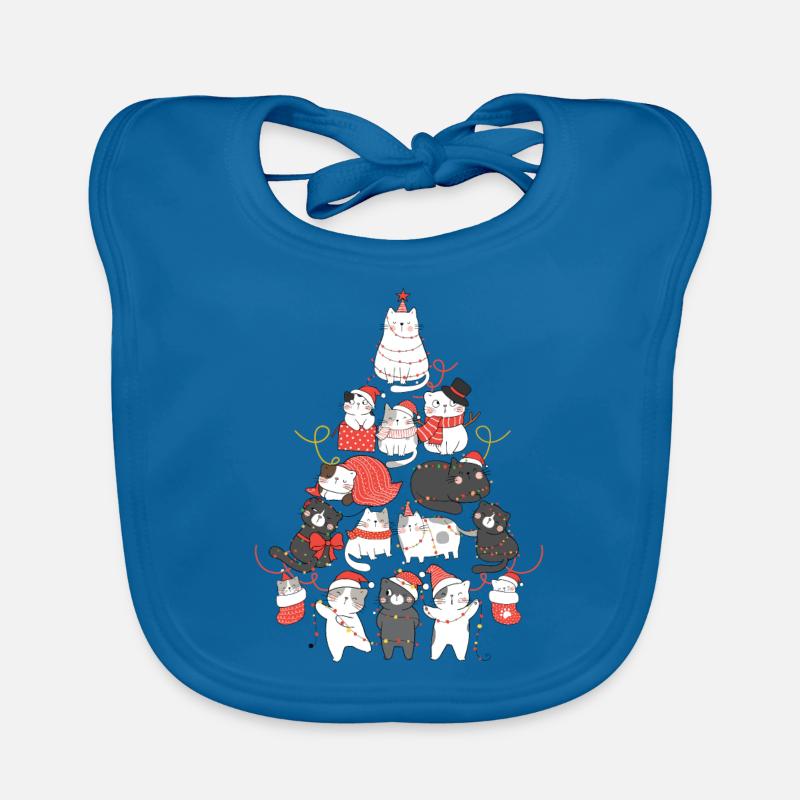 Cat Christmas Tree Cat Tree String Lights - Bavoir bio Bébé - bleu paon