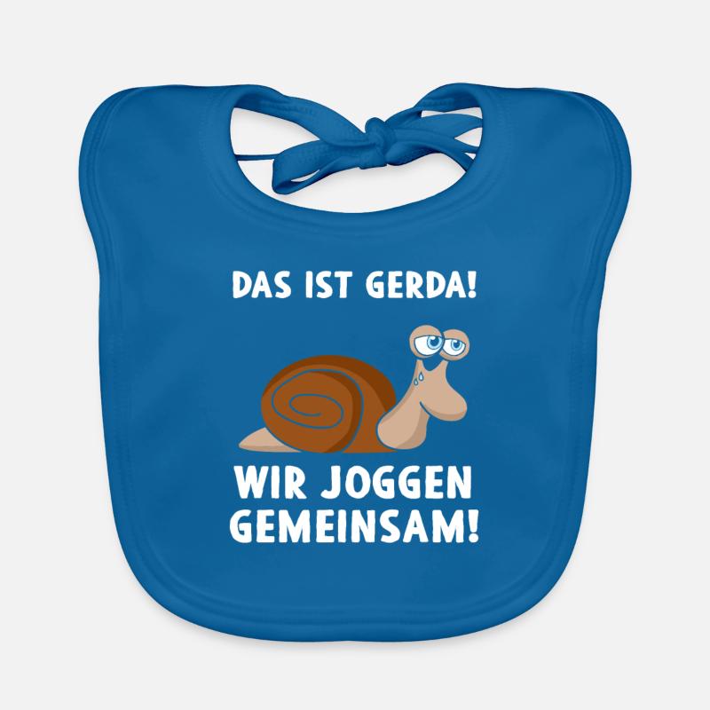 Das Ist Gerda Wir Joggen Gemeinsam - Baby Bio-Lätzchen - Pfauenblau
