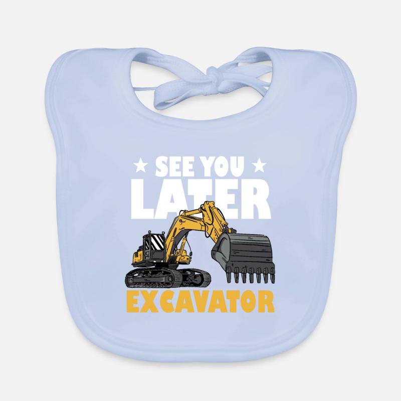See You Later Excavator Organic Baby Bibs