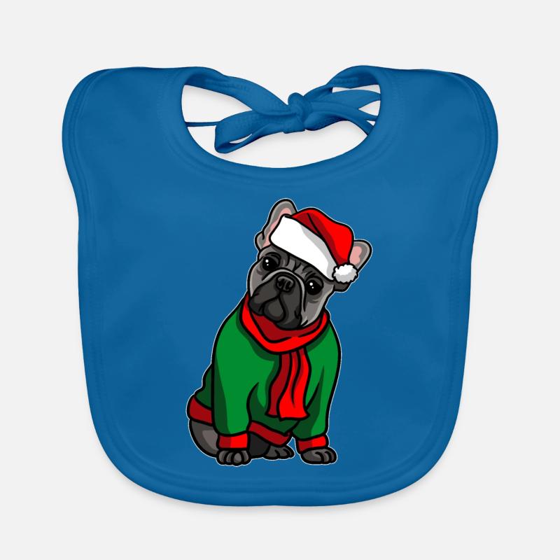 Bulldogge mit Weihnachtsmütze Weihnachtskostüm Baby Bio-Lätzchen