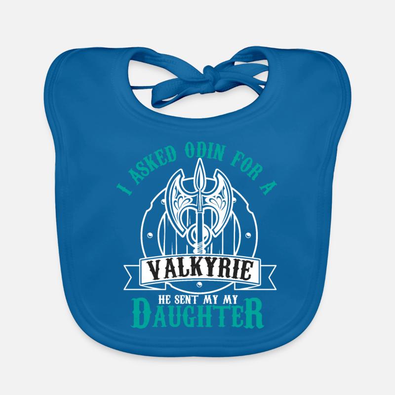 J’ai demandé à odin un design valkyrie - Bavoir bio Bébé - bleu paon