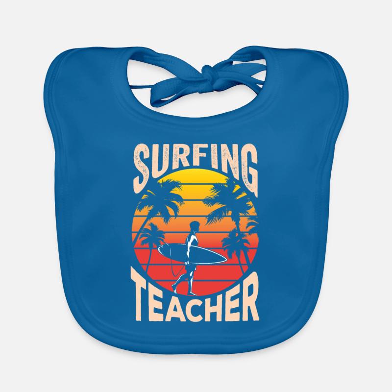 Surf Instructor Surfboard Surfing Surfing Surfer Organic Baby Bibs