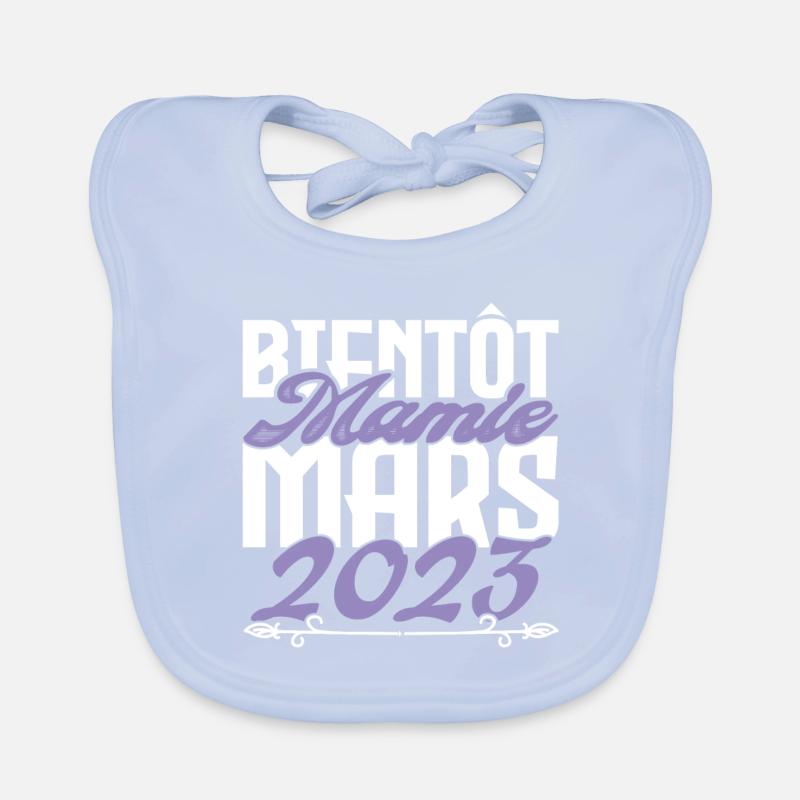 Annonce grossesse. bientôt Mamie Mars 2023. Bavoir bio Bébé