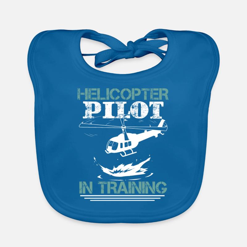 Drôle de pilote d’hélicoptère - Bavoir bio Bébé - bleu paon
