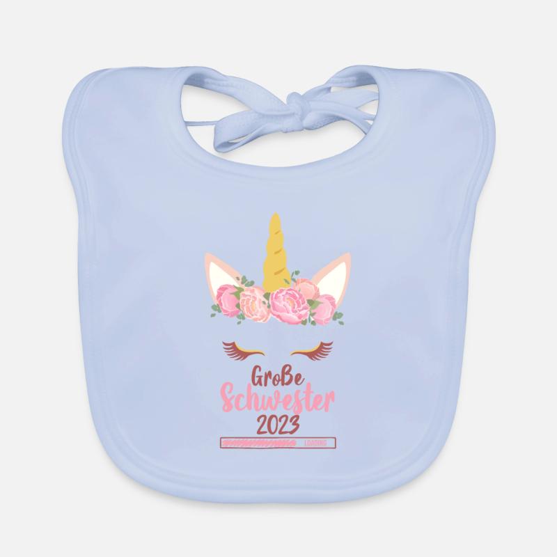 Große Schwester 2023 Einhorn Baby Bio-Lätzchen