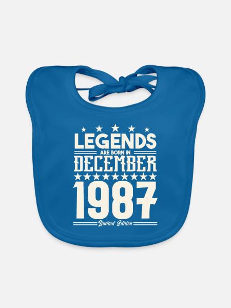 Legenden werden im Dezember 1987 geboren.Geschenkjubiläum - Baby Bio-Lätzchen - Pfauenblau - Vorne