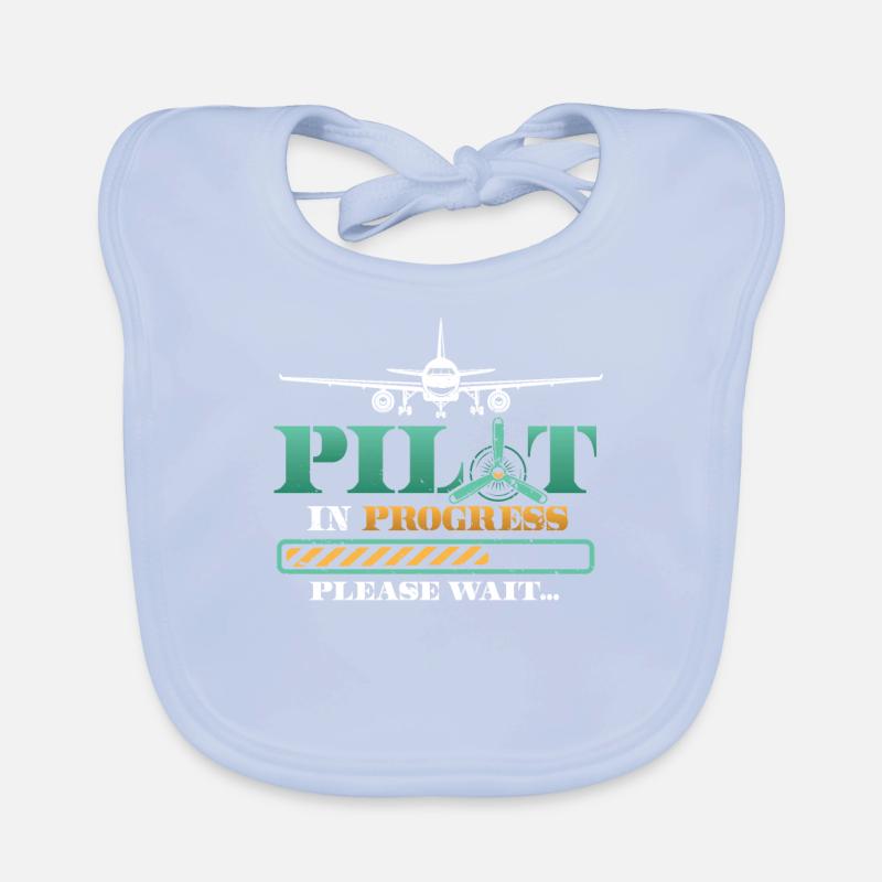 Pilot in progress, please wait, aircraft training Organic Baby Bibs