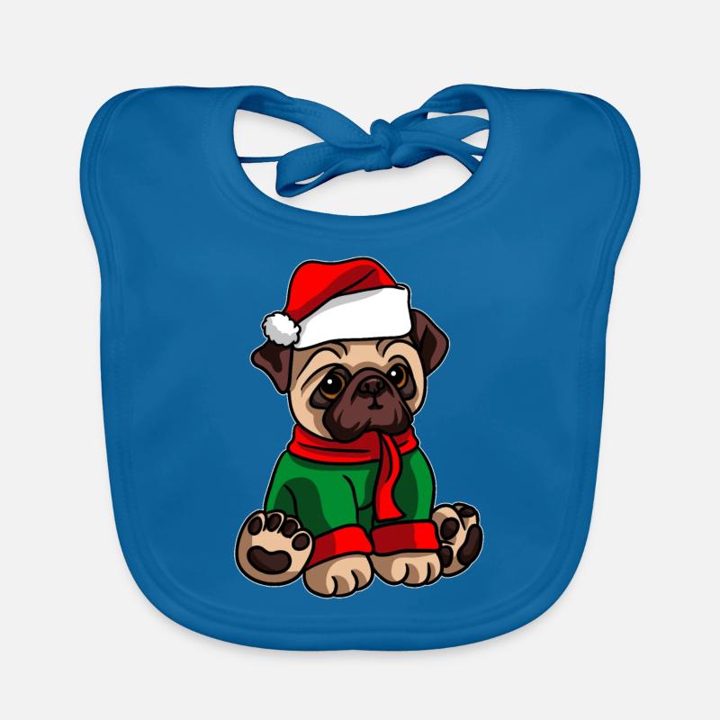 Chien carlin avec pull de Noël Bavoir bio Bébé