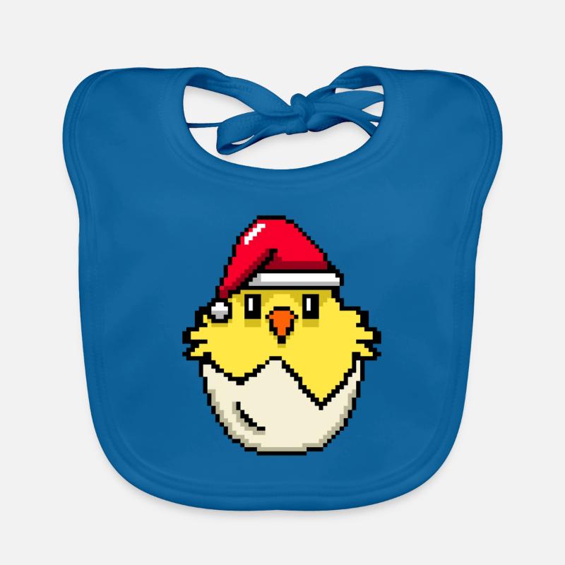Chick Pixelated Christmas - Funny Chick Xmas Organic Baby Bibs