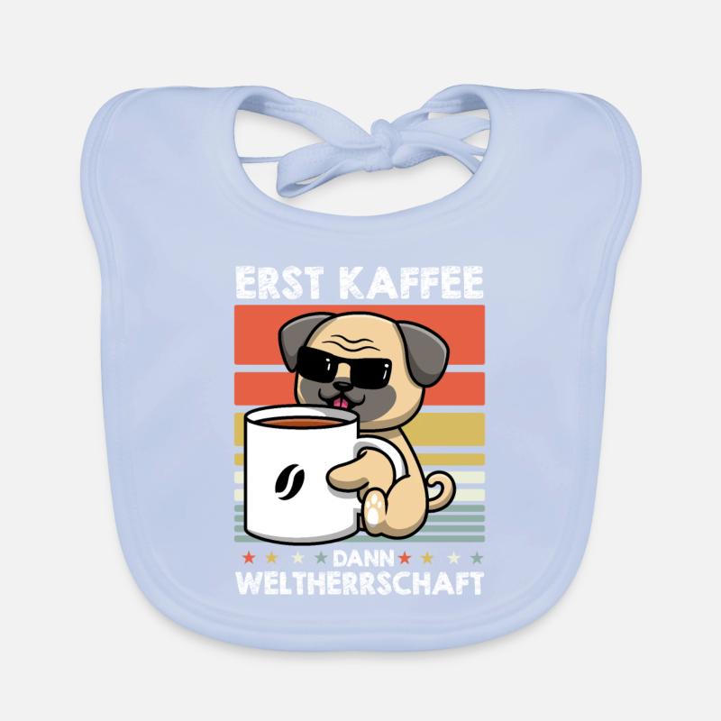 Mops Hund Kaffee-Sonnenbrille Baby Bio-Lätzchen