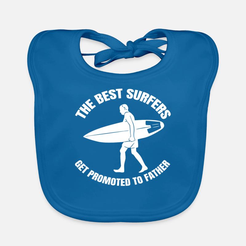 Surfer Daddy Surfing Dad Moniteur de surf Planche de surf - Bavoir bio Bébé - bleu paon