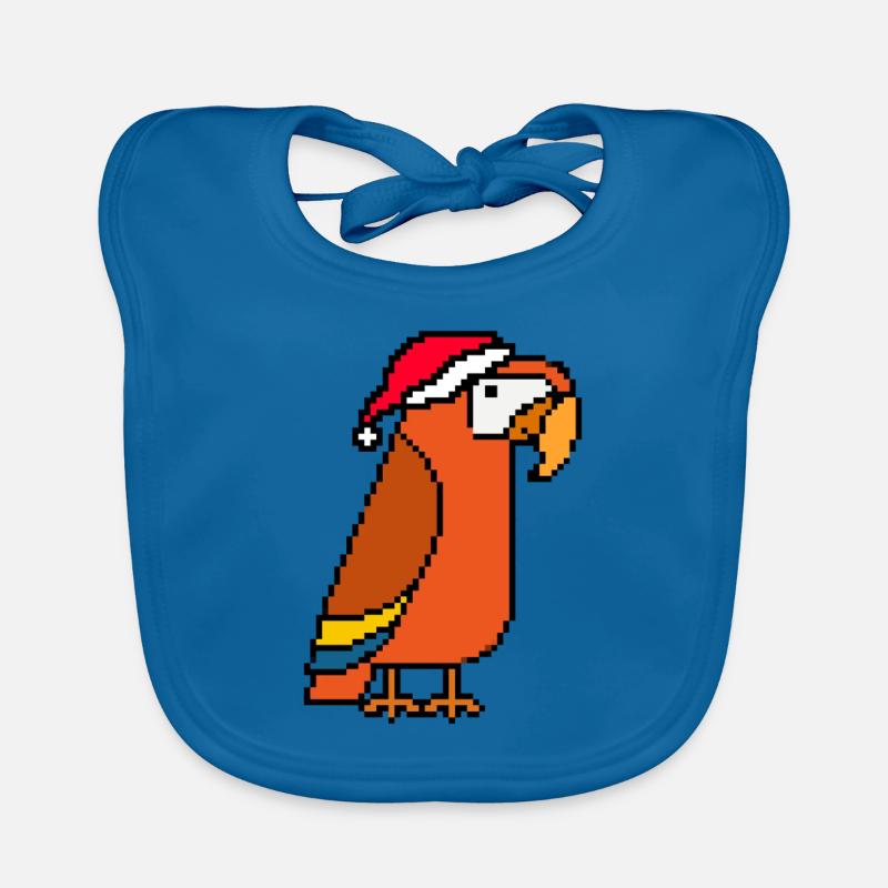 Parrot pixelated Christmas - Funny parrot Organic Baby Bibs