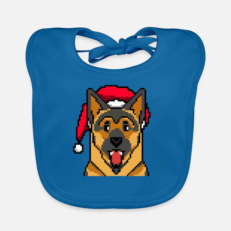 German Shepherd Pixelated Christmas Funny Organic Baby Bibs