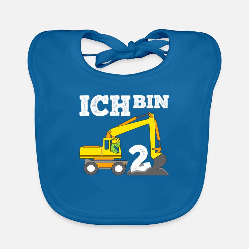 2 Jahre Jungen Geburtstagsgeschenk Dino & Bagger Baby Bio-Lätzchen