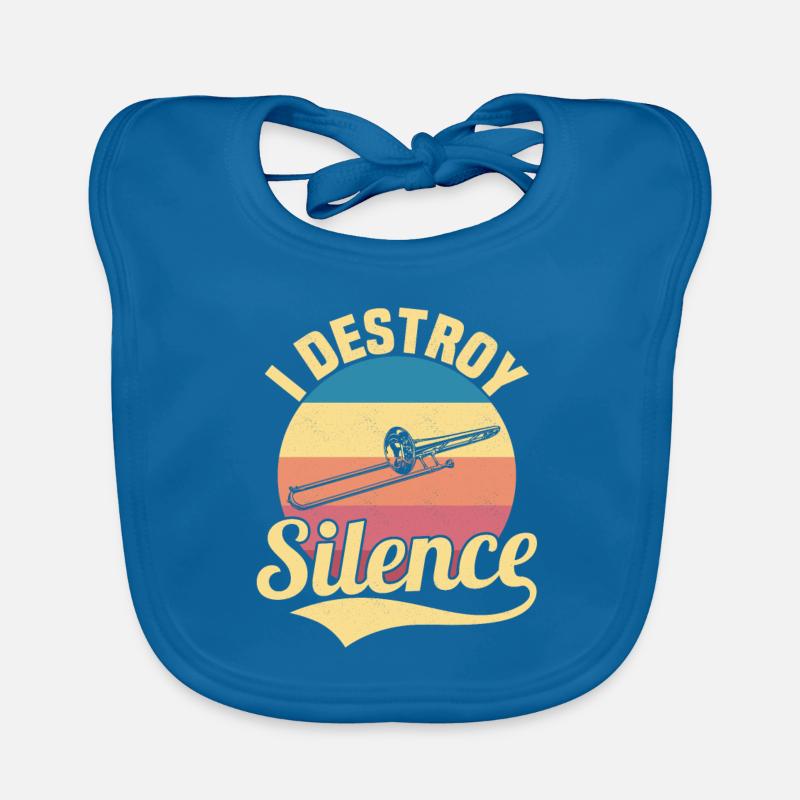 I Destroy Silence Trombone Player Marching Band Tr Bavoir bio Bébé