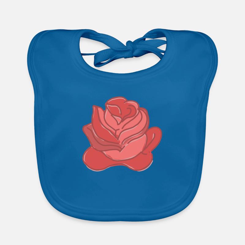Rose Red Rose Hand-drawn Organic Baby Bibs