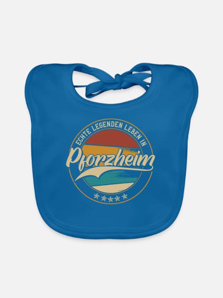 Echte legenden leben in Pforzheim - Baby Bio-Lätzchen - Pfauenblau - Vorne