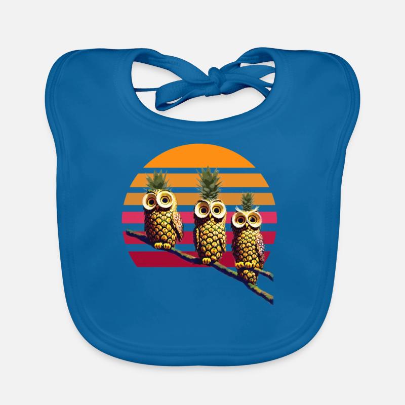 Ananas Eulen - Baby Bio-Lätzchen - Pfauenblau