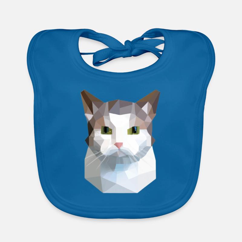 cat cute low poly cat white grey Organic Baby Bibs