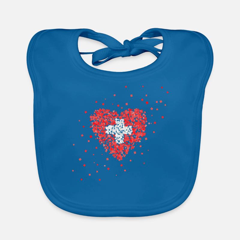 Suisse Drapeau suisse Drapeau suisse Suisse - Bavoir bio Bébé - bleu paon