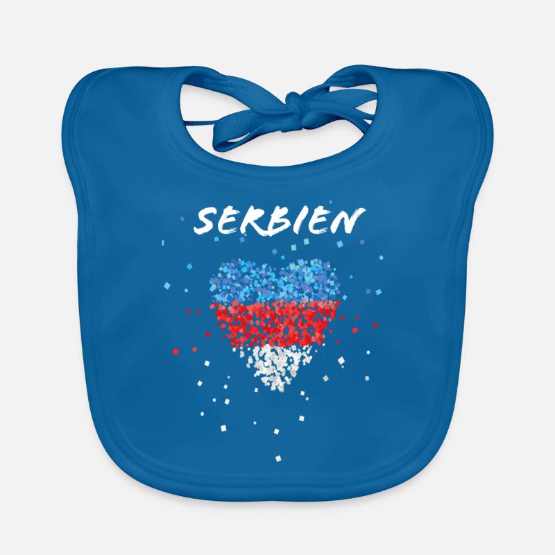 Serbie drapeau serbe drapeau Serbie fan de Serbie - Bavoir bio Bébé - bleu paon