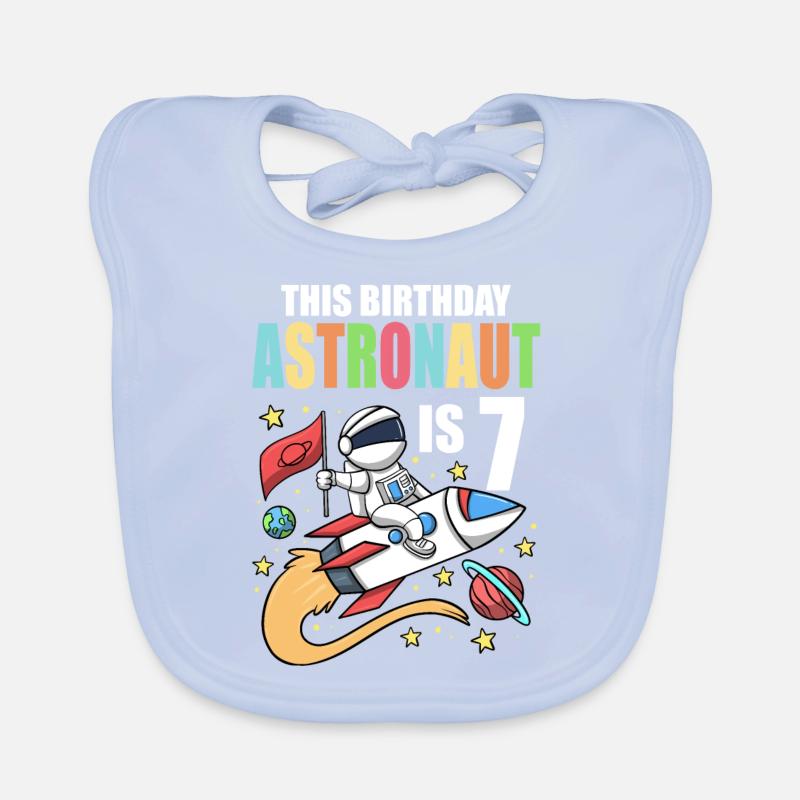 Space Birthday 7 Astronaut Planets Rocket Ship Organic Baby Bibs