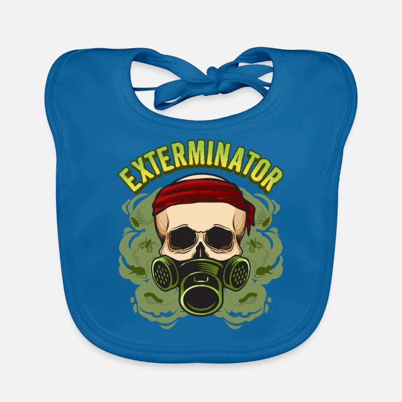 Kammerjäger-Gasmaske - Schädlingsbekämpfung - Baby Bio-Lätzchen - Pfauenblau