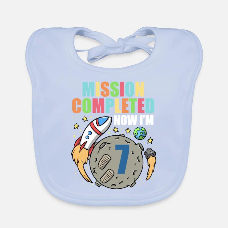 Space Birthday 7 Astronaut Planets Rocket Ship Organic Baby Bibs